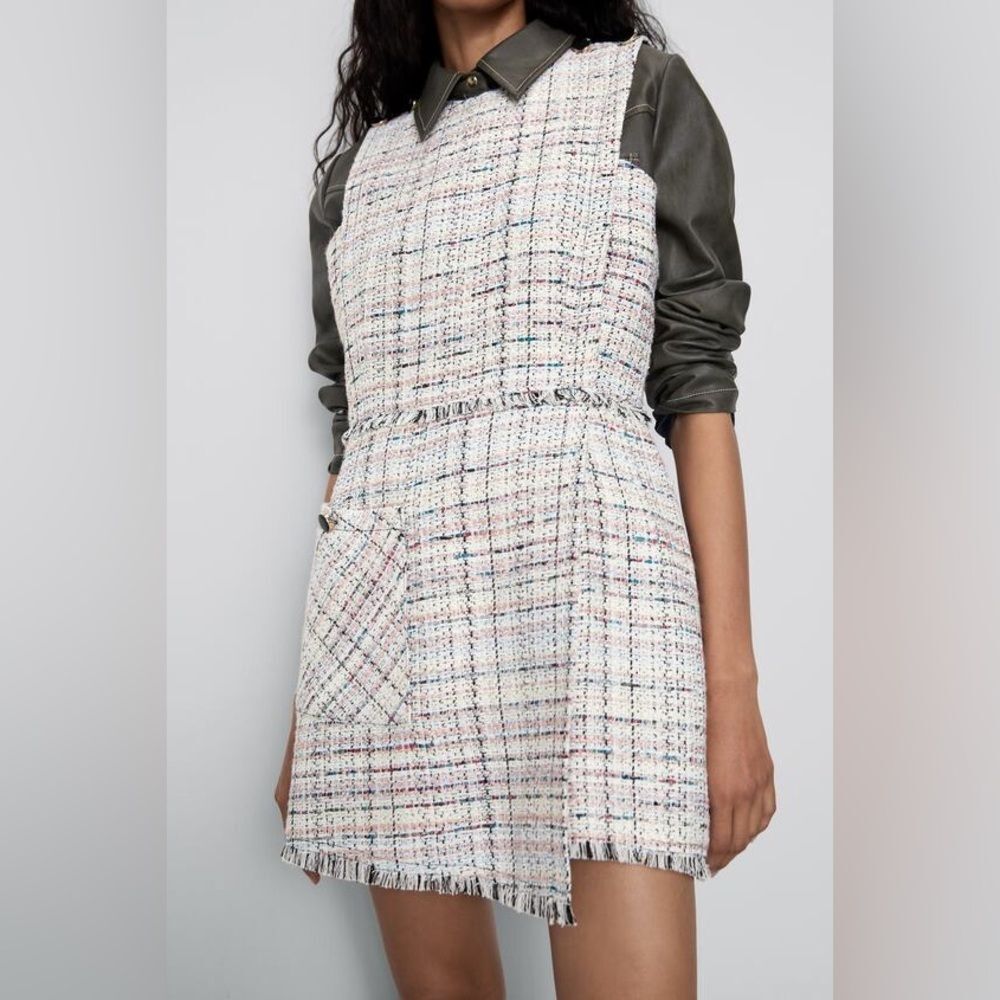 ZARA tweed button wrap front jumpsuit